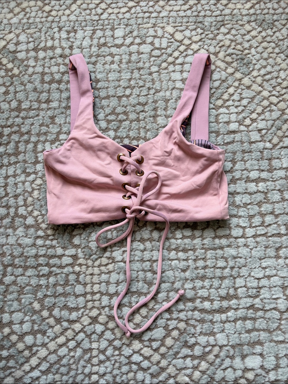 Maaji Reversible Lavender and Peach Abstract Print Swim Top